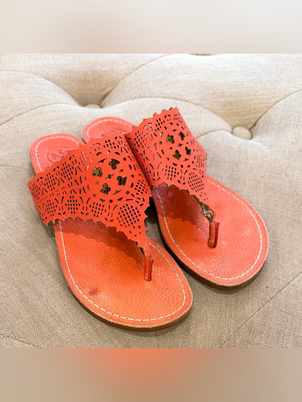 Tory Burch Roselle Leather Thong Sandals